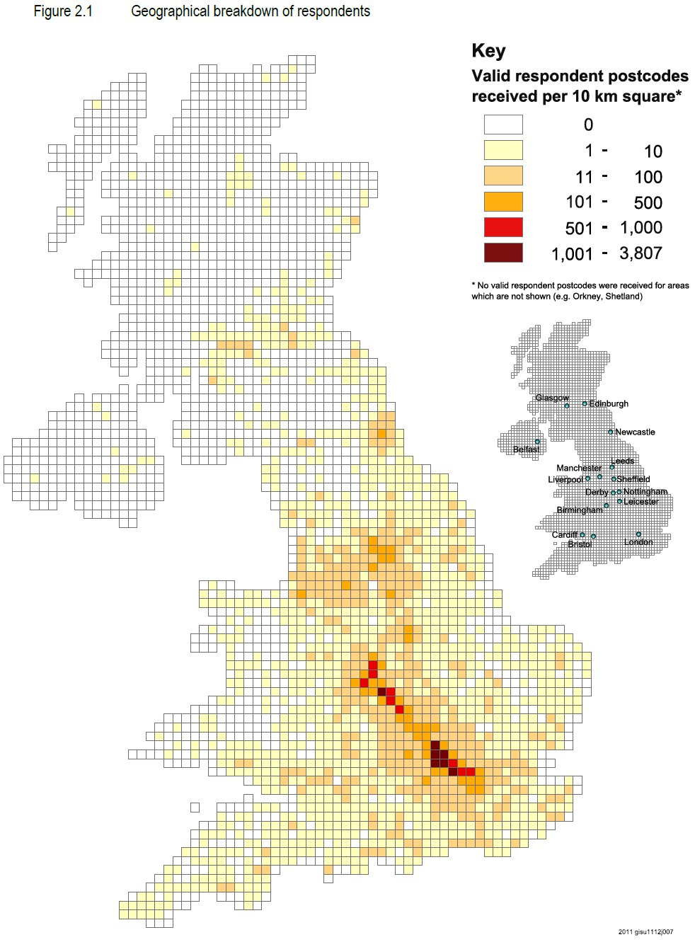 Map showing the location of respondents